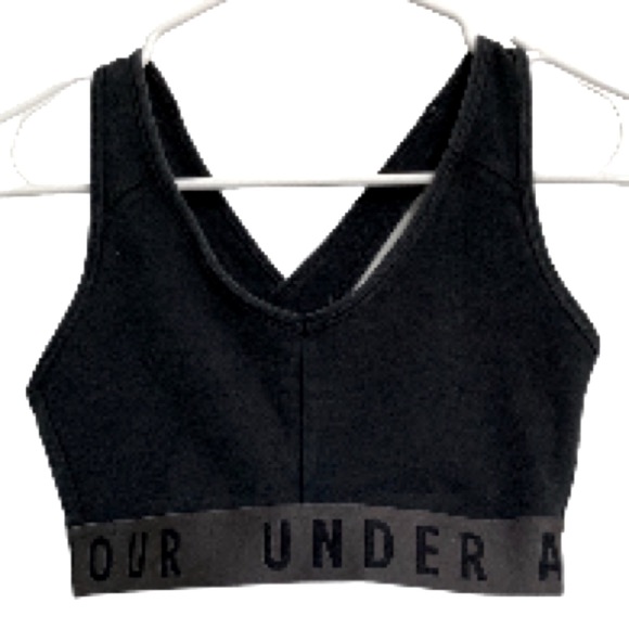 UNDER ARMOUR Racer Back Black Gray Trim Sports Exercise Running Bra Womens Small - Picture 6 of 13